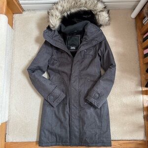 TNA Charcoal Women's Ski Jacket with Fur Hood (Verbia Parka)